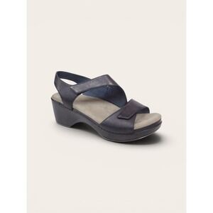 Dansko 'Sharla' Wedge Sandal Black Leather Women's 10.5-11 US/41 EU, Modern Chic
